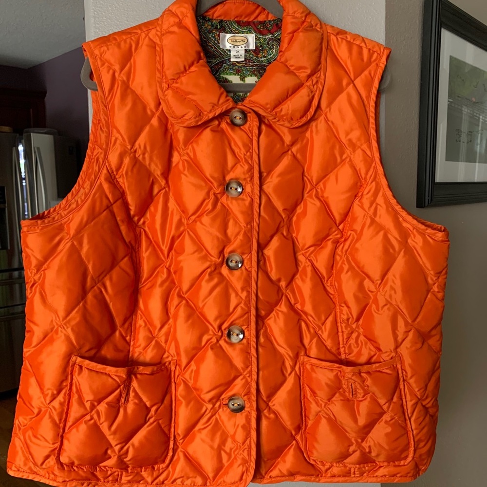 Talbots vibrant orange duck down vest